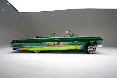 1963 Chevrolet Impala {â€œDark Knightâ€ } - lowrider, bowtie, gm, classic, green