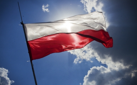 Flag of Poland - sky, flag, poland, clouds