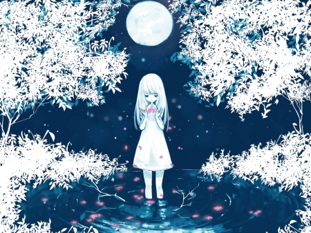 Moonlight Sorrow - sorrow, anime, girl, beautiful