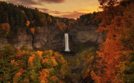 Autumn Waterfall - Autumn, forest, nature, Waterfall