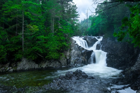 Waterfall - waterfall, rock, tree, nature