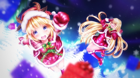 Christmas - christmas, manga, anime, craciun, blue, red, girl, tagme