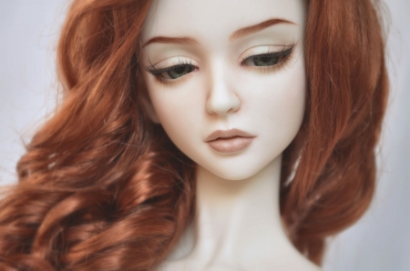 Doll - redhead, cute, face, papusa, toy, doll