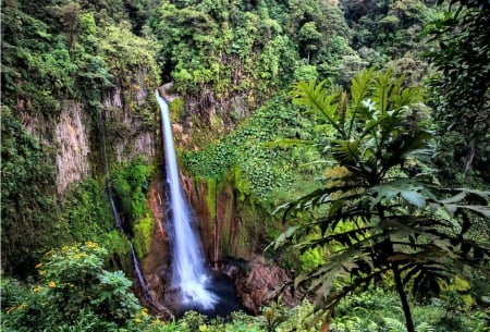 Costa Rico Waterfall - Costa Rico, waterfall, scenery, beautiful, photography, photo, wide screen