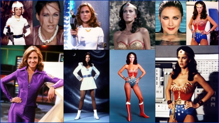 Erin Gray as Colonel Wilma Deering and Lynda Carter as Wonder Woman - wonder woman, erin gray, buck rogers, lynda carter, amazon, wilma deering