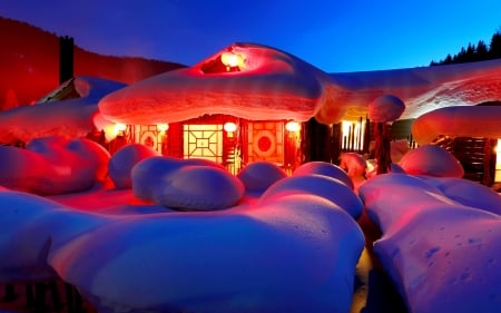 Snow covered cottage