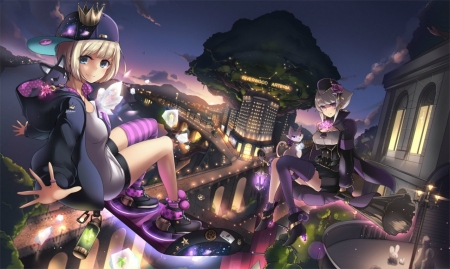 Anime girls - t-track, purple, anime, girl, manga