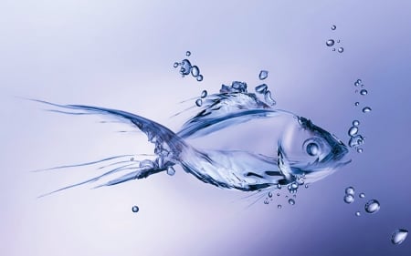 Blue Fish - water, 3D, fish, Blue