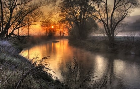 River Sunset - winter, nature, sunset, river