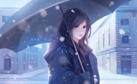 Pure Beauty - girl, snow, beautiful, long hair, winter, orginal, pure