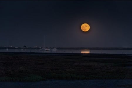 Amazing Our Moon - moon, nature, night, sea