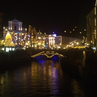 Ljubljana, New Year Lights at river Ljubljanica