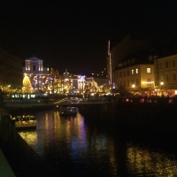 Ljubljana, New Year Lights at river Ljubljanica