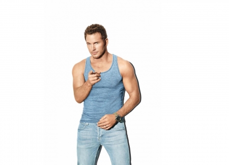 Chris Pratt - actor, white, blue, Chris Pratt, man