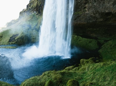 Waterfall - sky, rock, waterfall, tree, nature