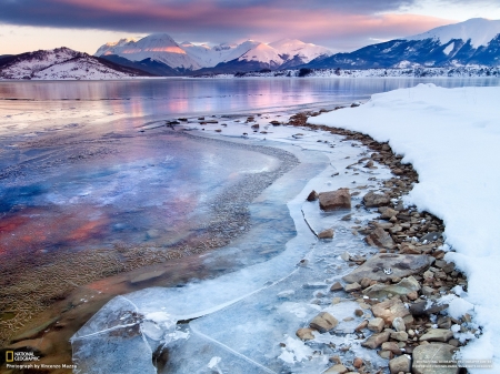 Magnificent Blue Ice - ice, stone, nature, clouds, blue, winter, mountains, sea