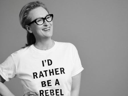 Rebel Meryl in Monochrome - actor, glasses, Meryl Streep, American, USA, Rebel, monochrome, freedom of speech