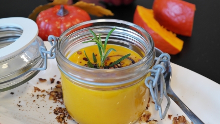 Pumpkin Soup - Glass, Soup, Food, Pumpkin, Delicious