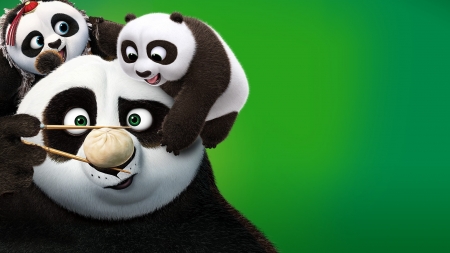 Kung Fu Panda 3 (2016) - animation, cub, black, white, funny, green, movie, cute, kung fu panda