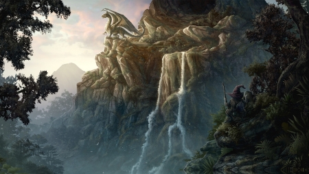 Dragon-on-the-Mountain - fantasy, Dragon, on, Mountain, CG, the