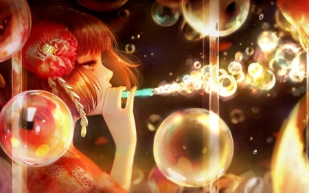 Bubbles - bubbles, orange, anime, girl, manga