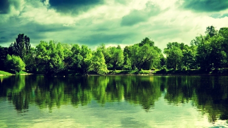 Nature - sky, lake, reflection, tree, nature