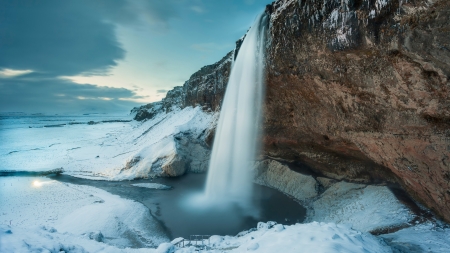 Waterfall - winter, nature, waterfall, rocks