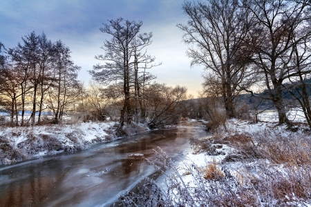 River - nature, snow, river, winter, tree