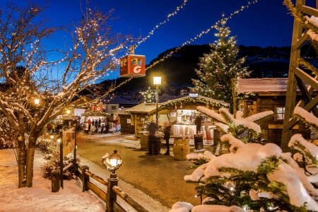 Groeden, Val Gardena, Italy - lift, evening, south tyrol, snow, lights