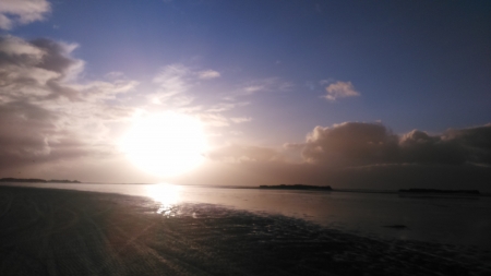 Sunset in sea in danmark...ciao...besh... - river, waterfall, rainbow, mountain, Sunsets, sky