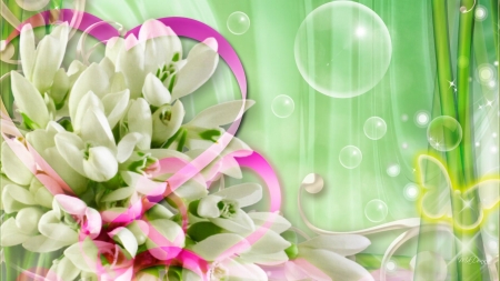 Spring - abstract, bubble, vector, flower