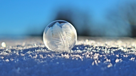 Bubble on the snow - snow, bubble, winter, blue