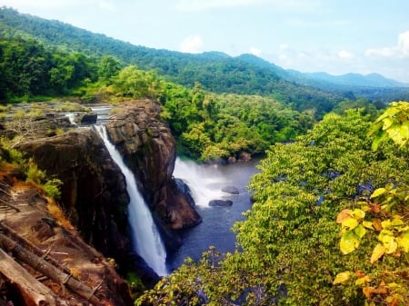 Athirappilly Falls in India - in, india, athirappilly, nature, falls