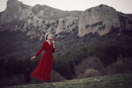 Women in red - dress, clothes, red, Women