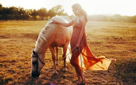 Morning Dew.. - girls, women, style, fun, models, female, cowgirl, fashion, field, outdoors, brunettes, western, horse, ranch