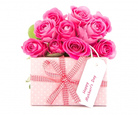 Happy Mother's Day! - white, valentine, rose, gift, mother, card, bouquet, pink