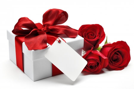 Happy Valentine's Day! - white, red, valentine, rose, gift, box, bow, card