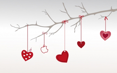 Happy Valentine's Day! - branch, heart, red, valentine, spring, vector