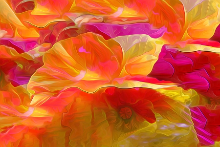 Flowers - painting, art, pink, luminos, orange, pictura, flower