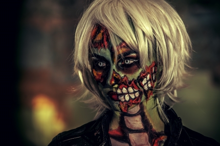 Zombie - zombie, woman, green, model, girl, blonde, halloween