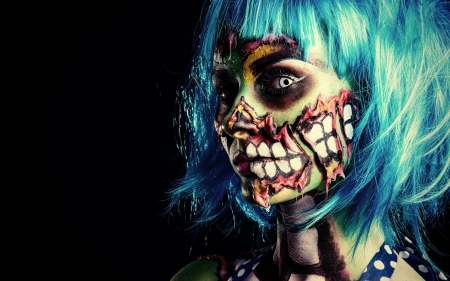 Zombie - halloween, woman, face, girl, blue, zombie, model, makeup