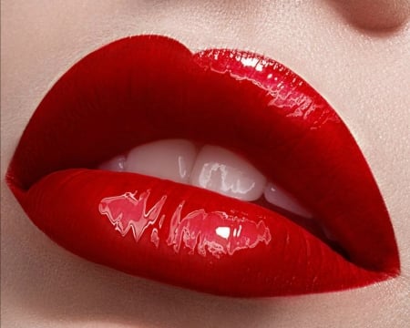 Red - mouth, lips, red, woman