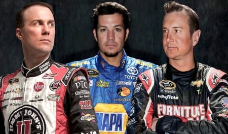 Harvick, Truex and Busch - wide screen, driver, kurt busch, photography, auto, racing, busch, kevin harvick, beautiful, martin truex, nascar, truex, photo, harvick