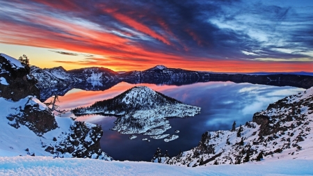 Carter Lake - clouds, sunset, nature, carter, snow, lake