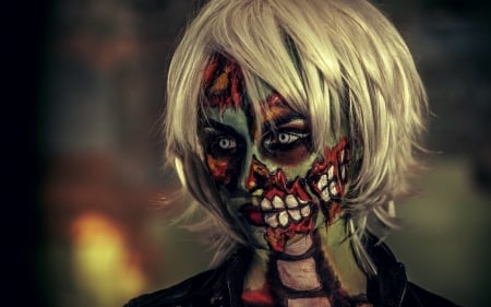 Zombie Face - artistic, zombie, make up, face, art