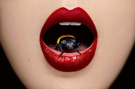 Red - mouth, lips, red, marc lamey, bug