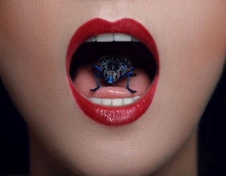 Red - marc lamey, mouth, bug, lips, blue