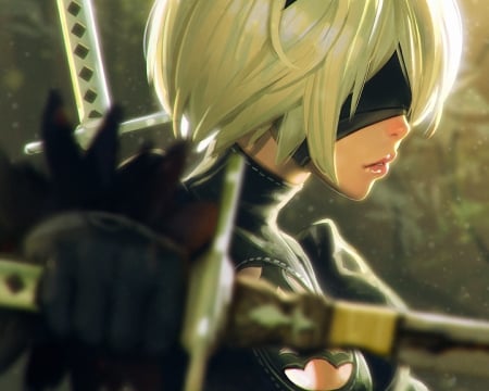 Nier - nier, sword, short hair, hair