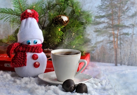 ♥ - abstract, snowman, winter, cup