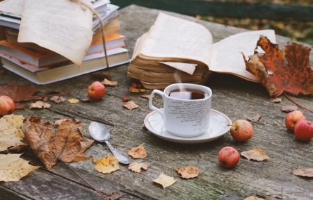 ♥ - abstract, cup, book, autumn